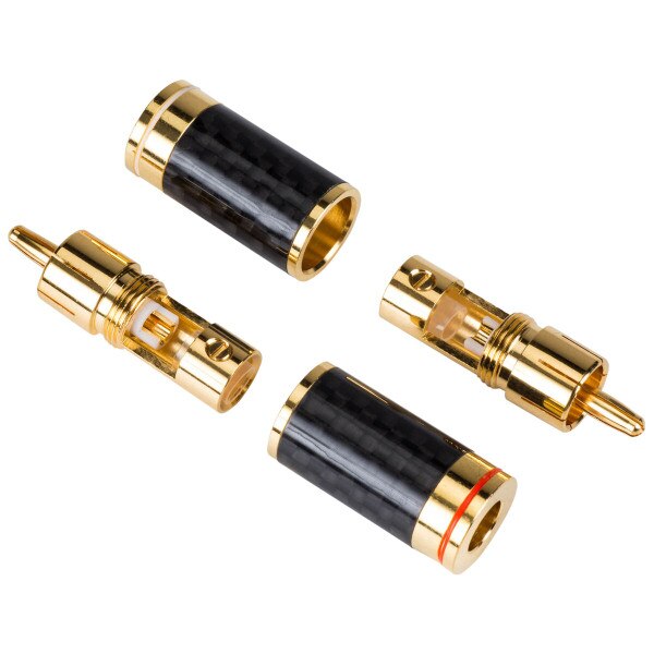 RCA Connector with Carbon Fiber and Brass Shell 2 pair